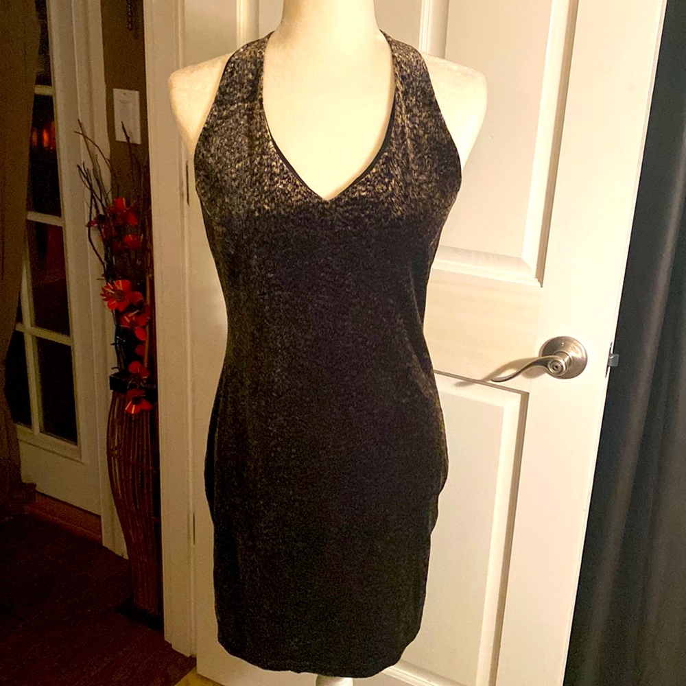 PIA velvety brown print backless dress